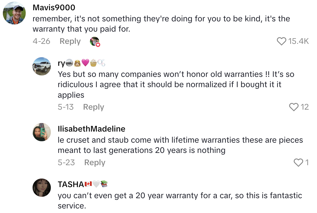 Screenshot 2025 06 08 at 5.23.48 PM Customer Exchanged A Le Creuset Dutch Oven Twenty Years After She Bought It.   It was extremely simple.